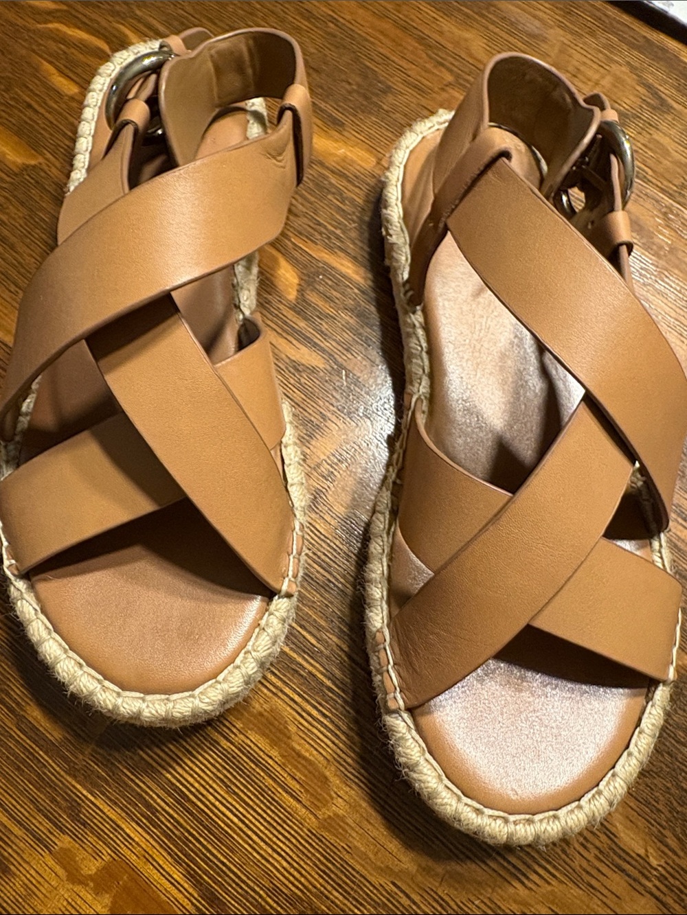 Marc Fisher Cognac Crisscross Espadrille Sandals MLTALLIA